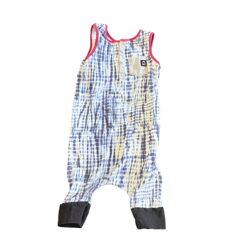 RAGS to Raches Toddler Sleeveless Romper Blue Tie‎ Dye Henley  One Piece Size 2T
